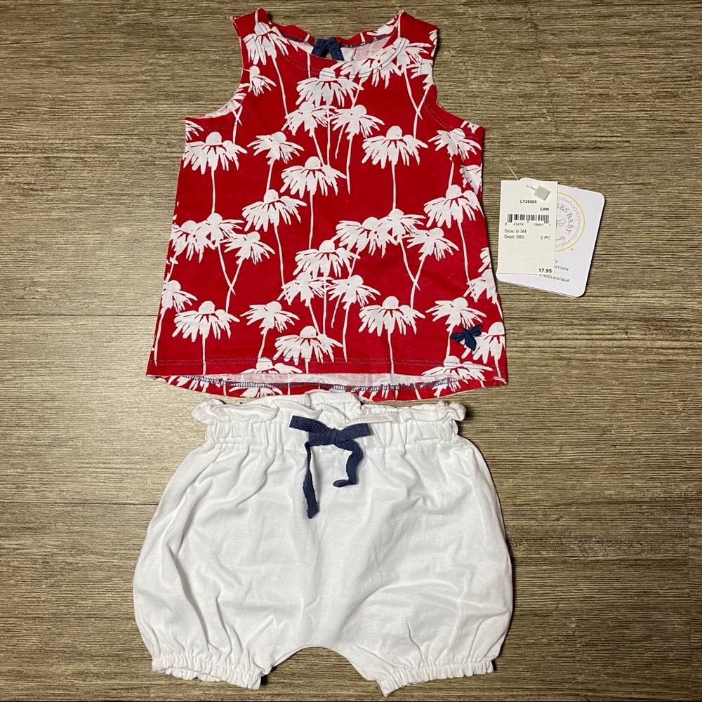 Burt’s Bee Baby Girl’s Two Piece Short Set